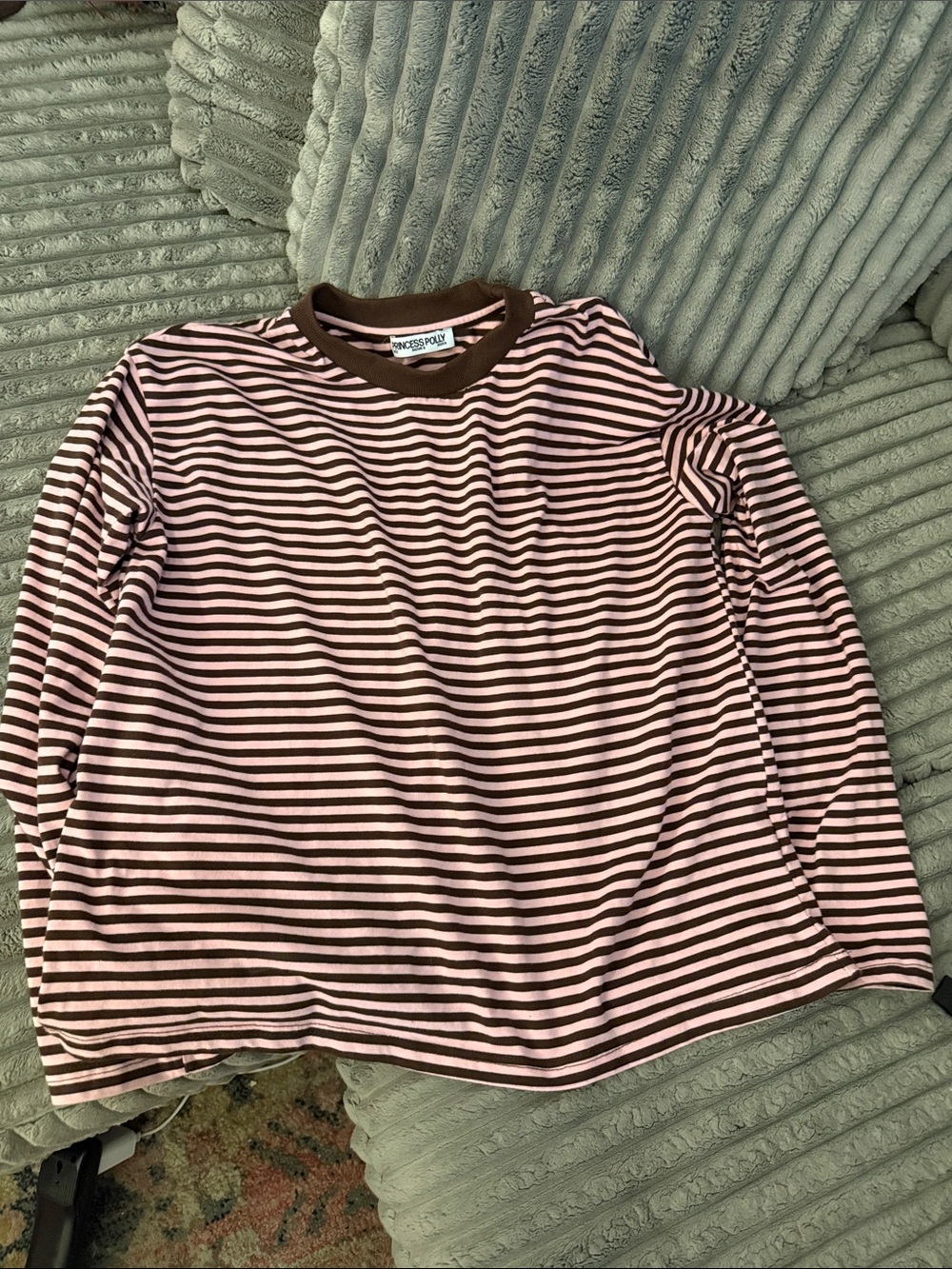 Princess Polly  Striped Long-Sleeve Shirt - Pink/Brown